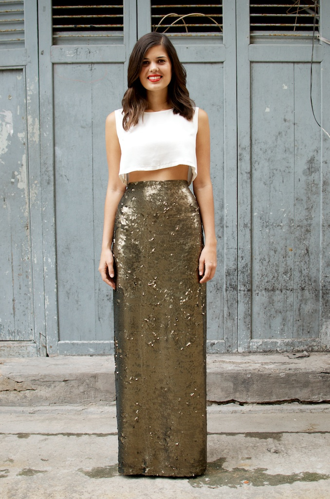 DIY Sequin Maxi Wrap Skirt | A Pair & A Spare