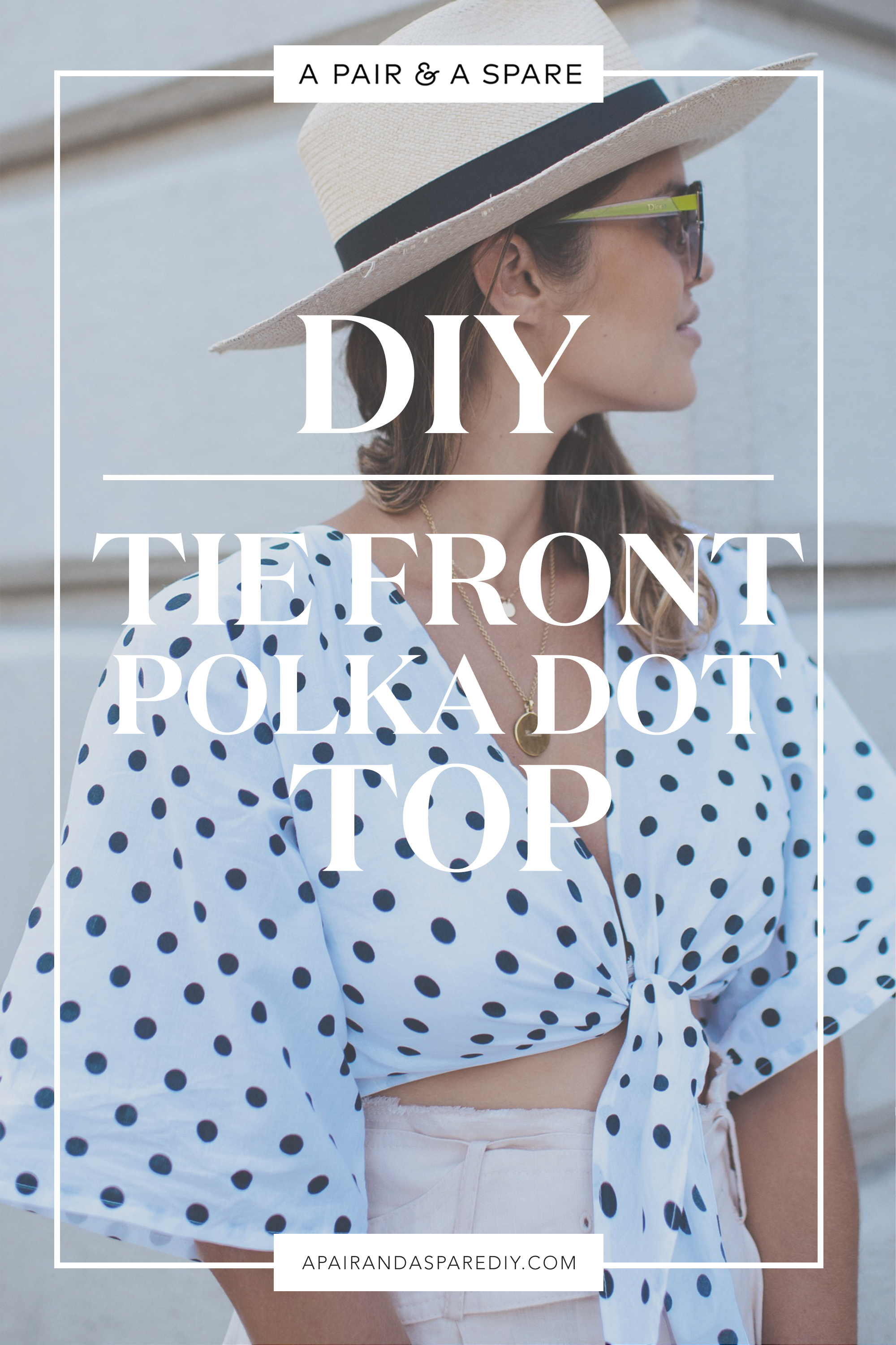 DIY Tie Front Polka Dot Top