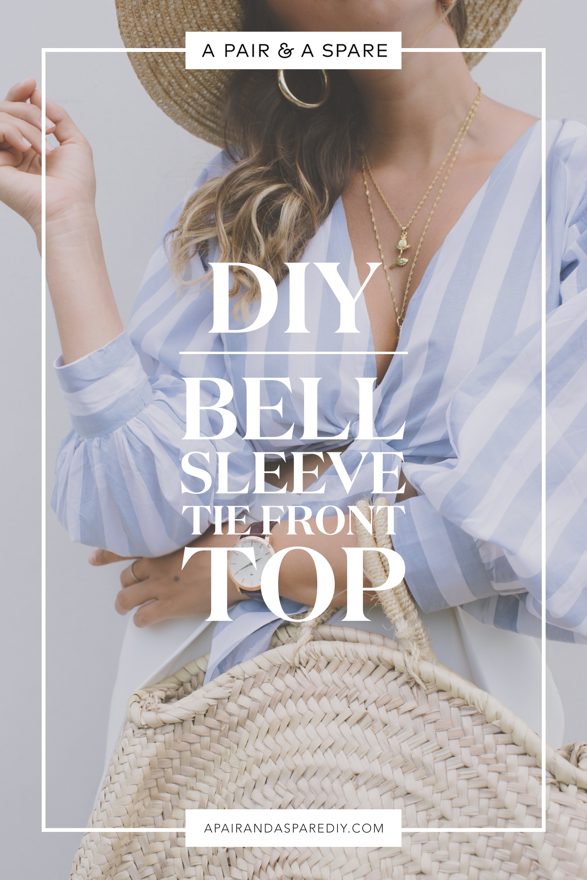 DIY Bell Sleeve Tie Front Top