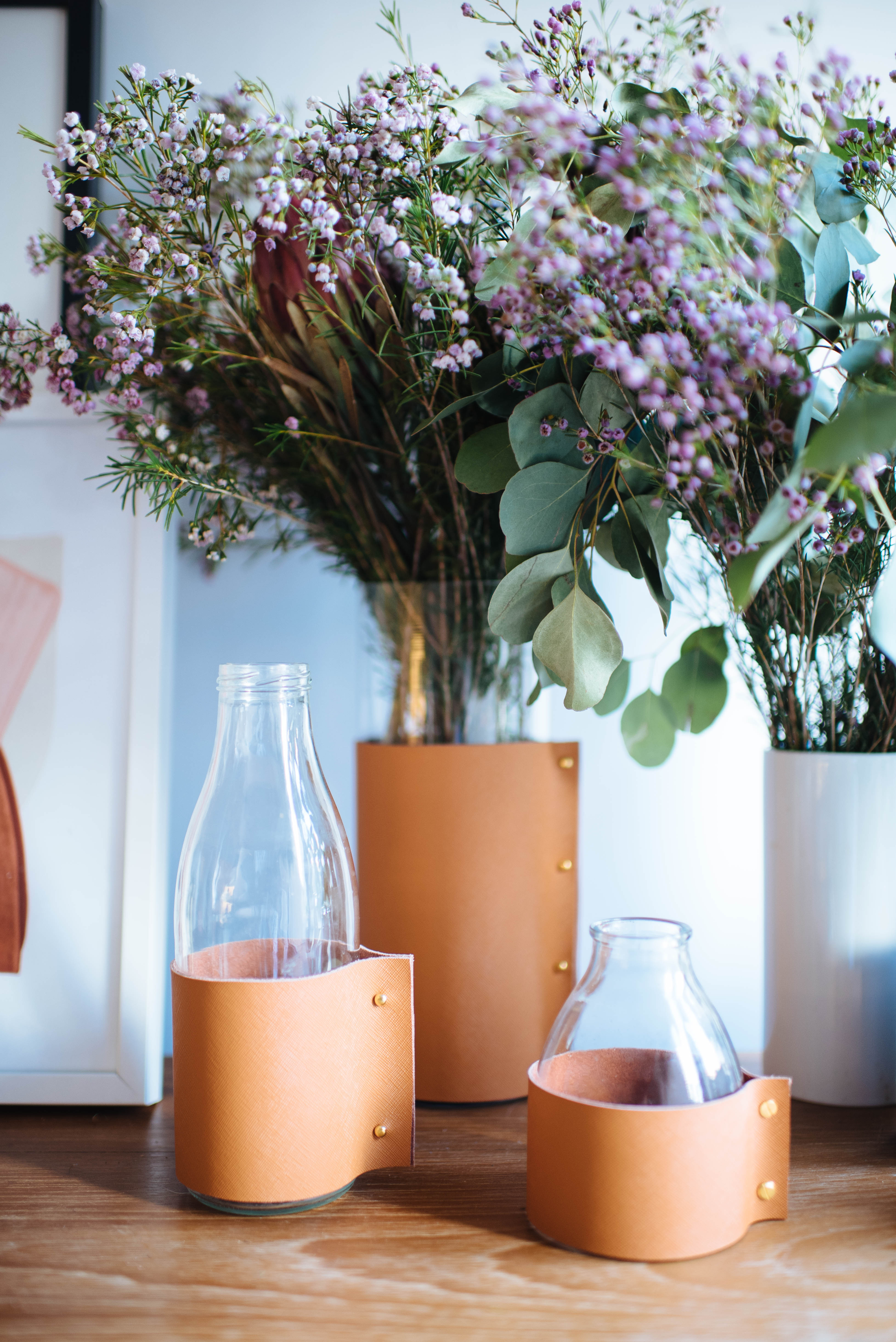 DIY Leather Wrapped Vases